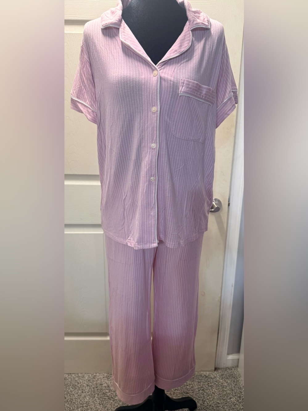Auden - Light Pink Striped Two-Piece Pajama Set
